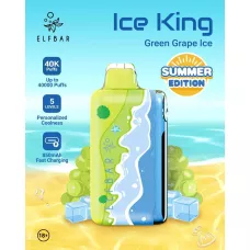 Электронная сигарета Elf Bar Ice King Green Grape Ice (Зелёный виноград со льдом) 5% 40000 затяжек