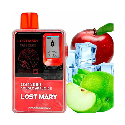 Электронная сигарета Lost Mary OS12000 Double Apple Ice (Двойное Яблоко Лед) 2% 12000 затяжек