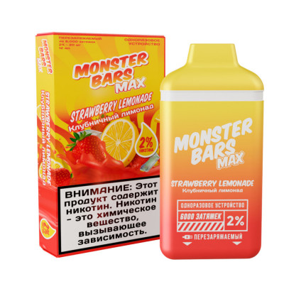 Электронная сигарета Monster Bars Strawberry Lemonade Клубничный лимонад 6000 тяг