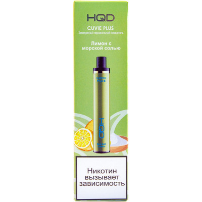 Электронная сигарета HQD Cuvie Plus Sea Salt Lemon (Лимон с морской солью) 2% 1200 затяжек