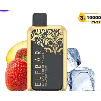Электронная сигарета Elf Bar RAYA D1 Black Gold Strawberry Peach 3% 10000 затяжек